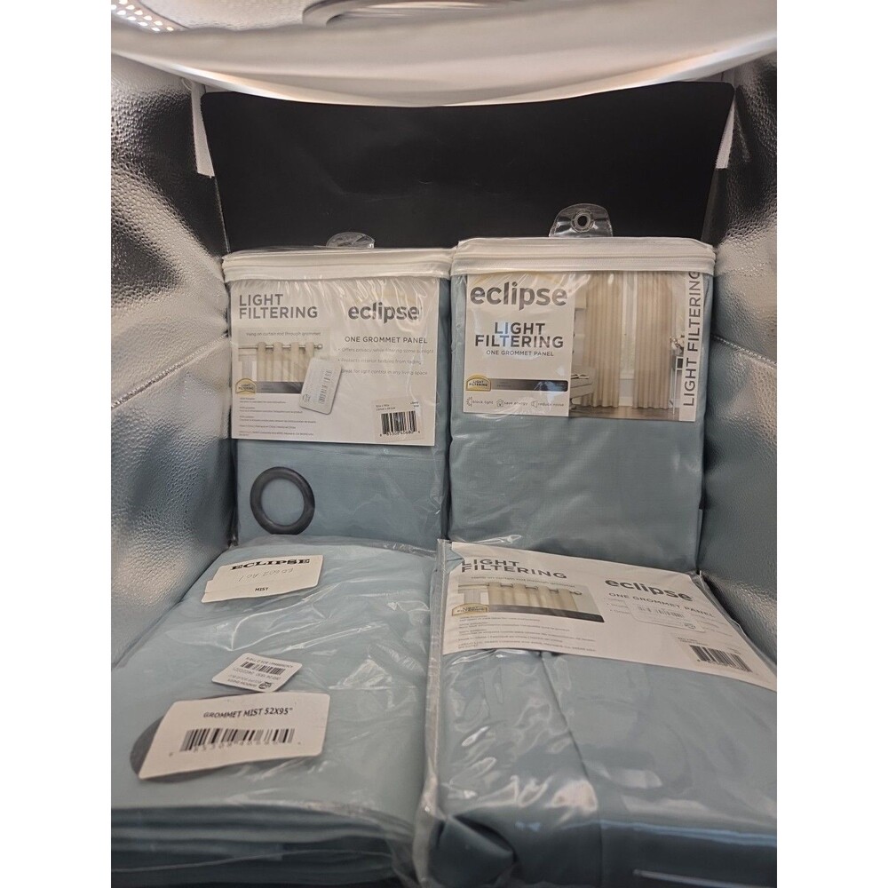 4 Panels Eclipse Light Filtering Grommet Curtain Panel Blue Liberty Mist 52x95